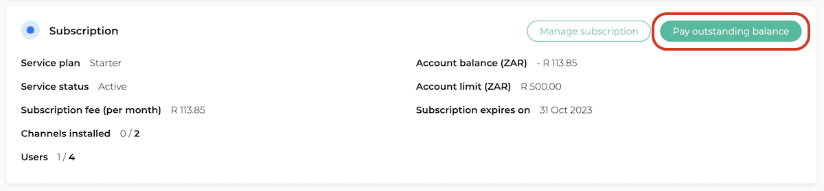 Pay your outstanding Bob Go account balance