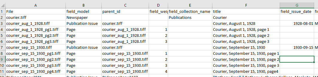 Spreadsheet example