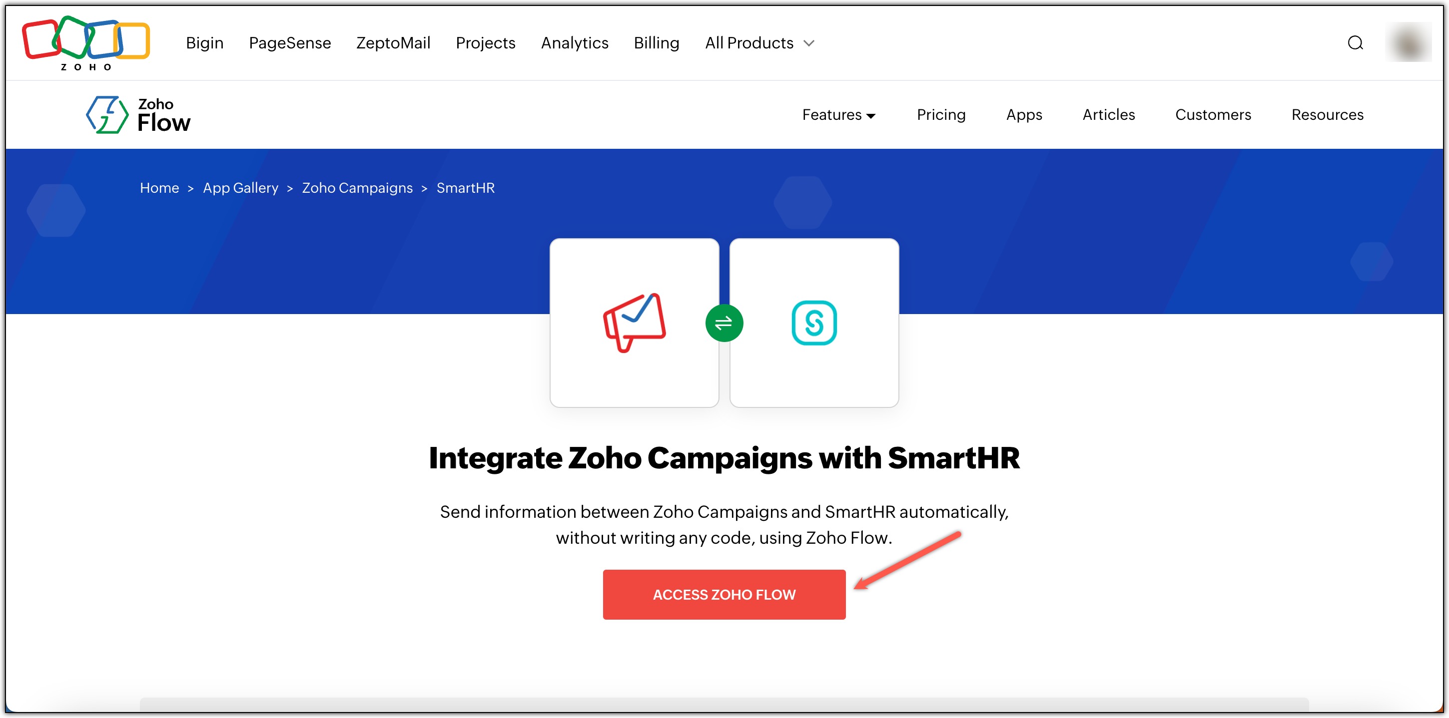 访问 Zoho Flow