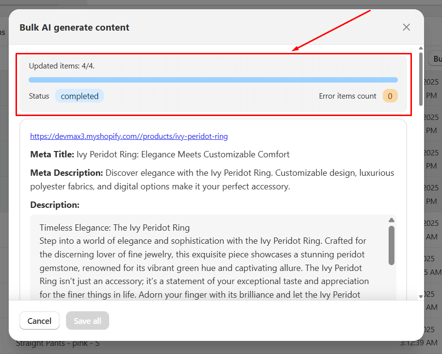A. Bulk AI Metadata Generation

