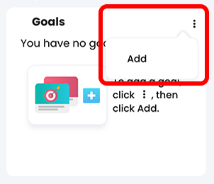 Goals widget with the three dot menu active and highlighted