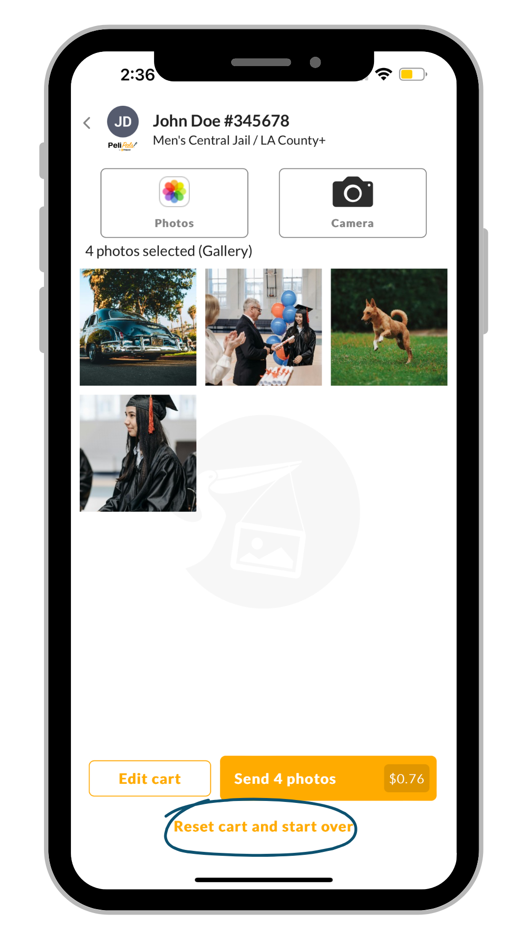 pelipost app photo selection screen