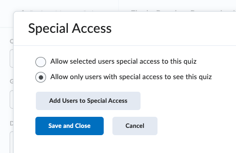 special access setting