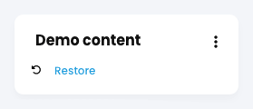 Demo content widget displaying the Restore setting