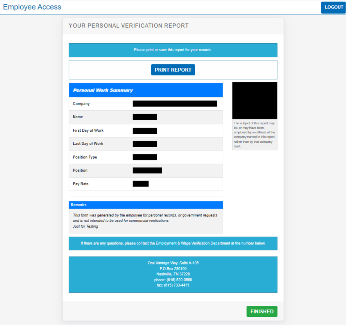 Your Personal Verification Report