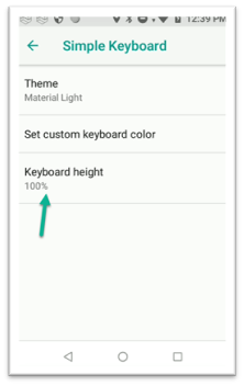Keyboard Height menu