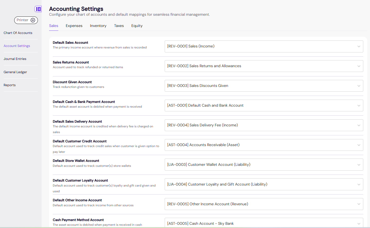 Accounting Settings