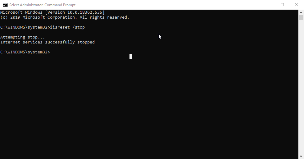 Stopping IIS services