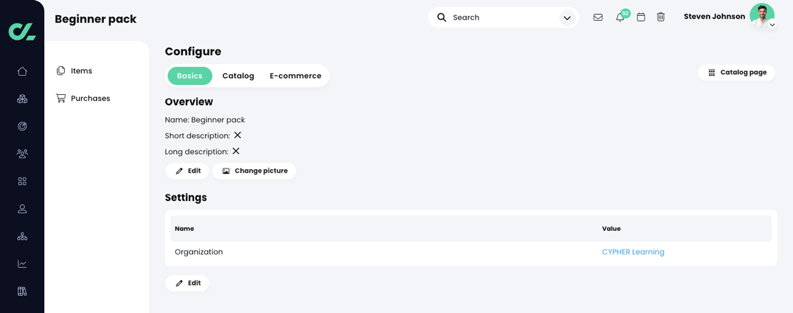 Admin, E-commerce, Bundle, Configure page, Basics tab