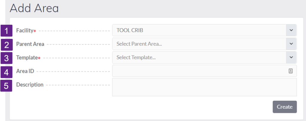 Add Area form