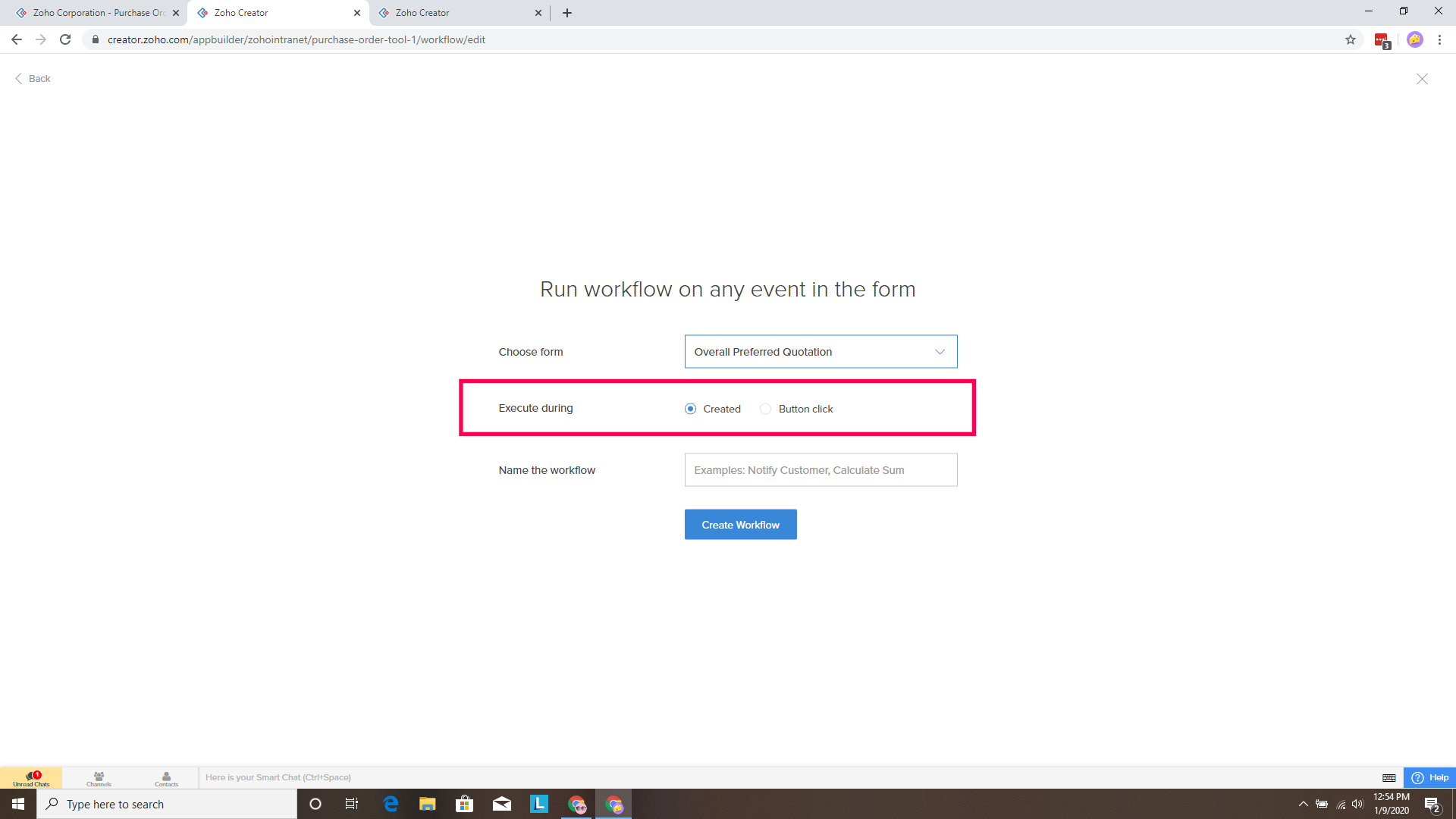 Zoho Creator Functionality issue - Workflow triggering on Stateless form