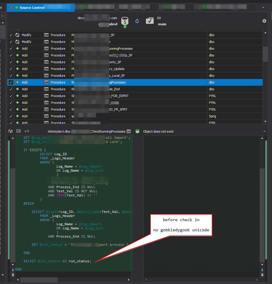 dbForge Source Control adding extra Unicode characters