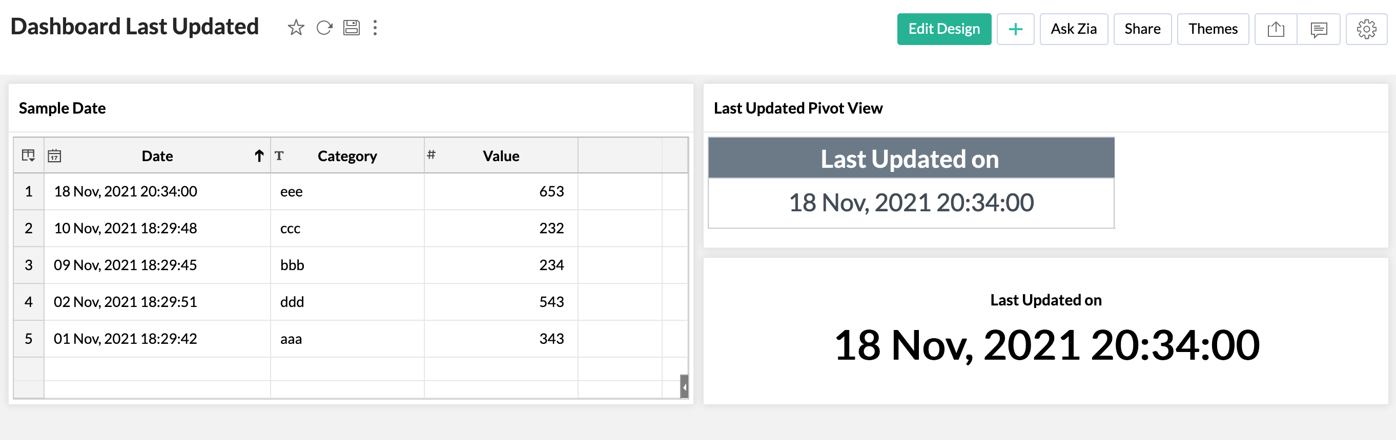 Timestamp Report Timestamp for Dashboard