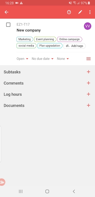 Android App Tags Tags are now supported in the Projects Android mobile app.