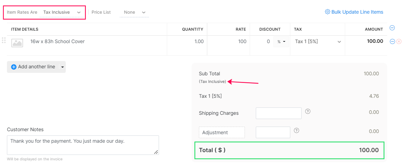 Invoice Not Invoice not adding tax