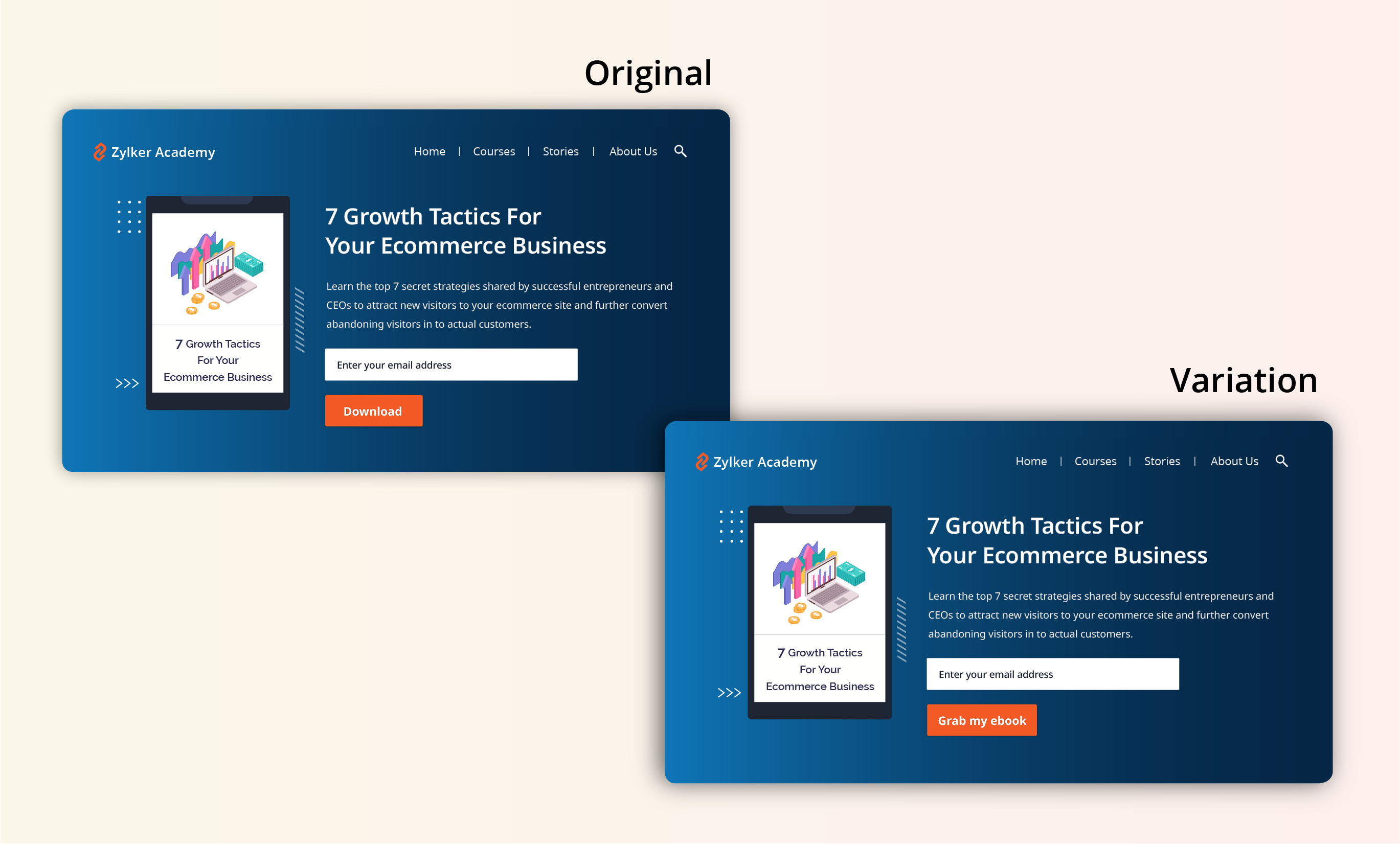 Web Design Cta Example A/B Testing Idea #1: Place irresistible and clear CTA buttons