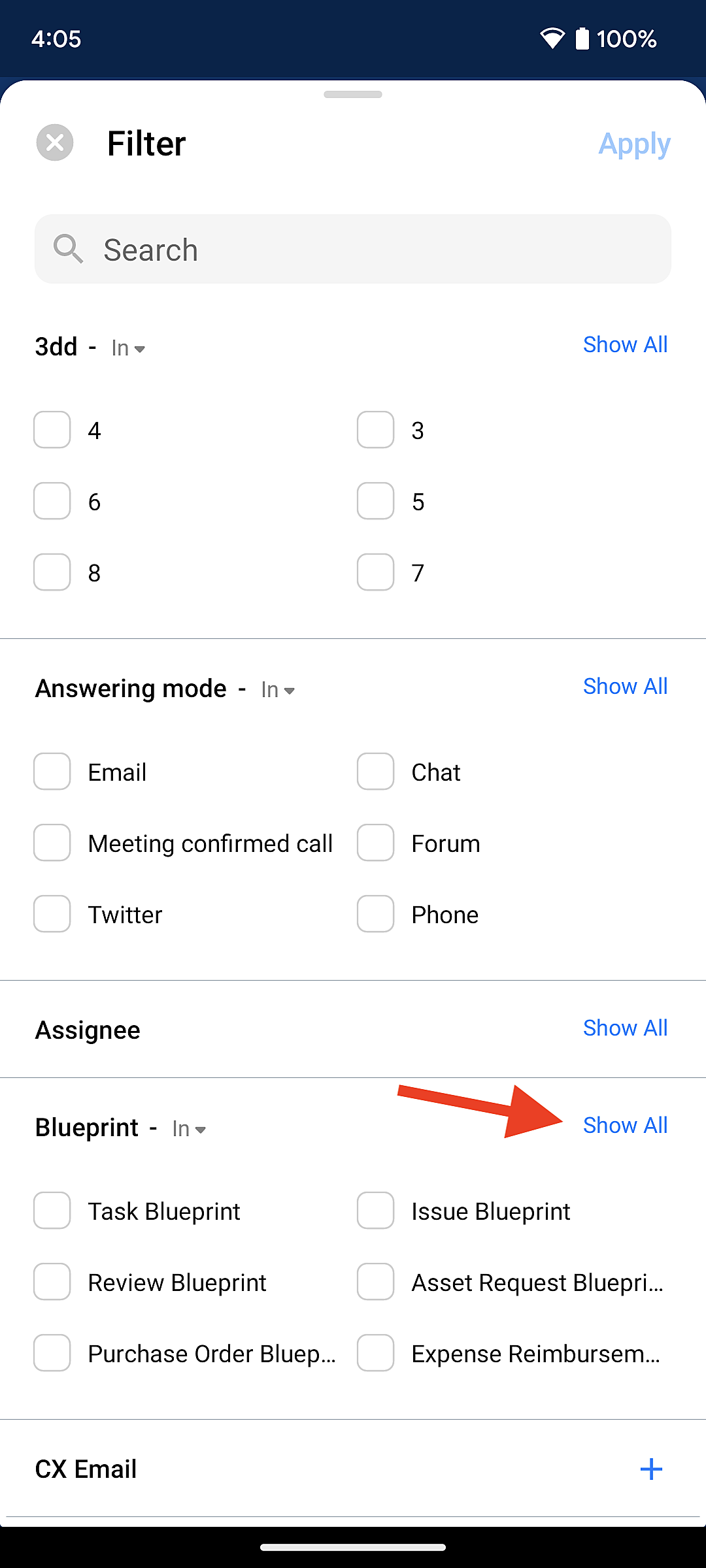 Revamped filters with new UI in the latest version of the Qntrl Android ...