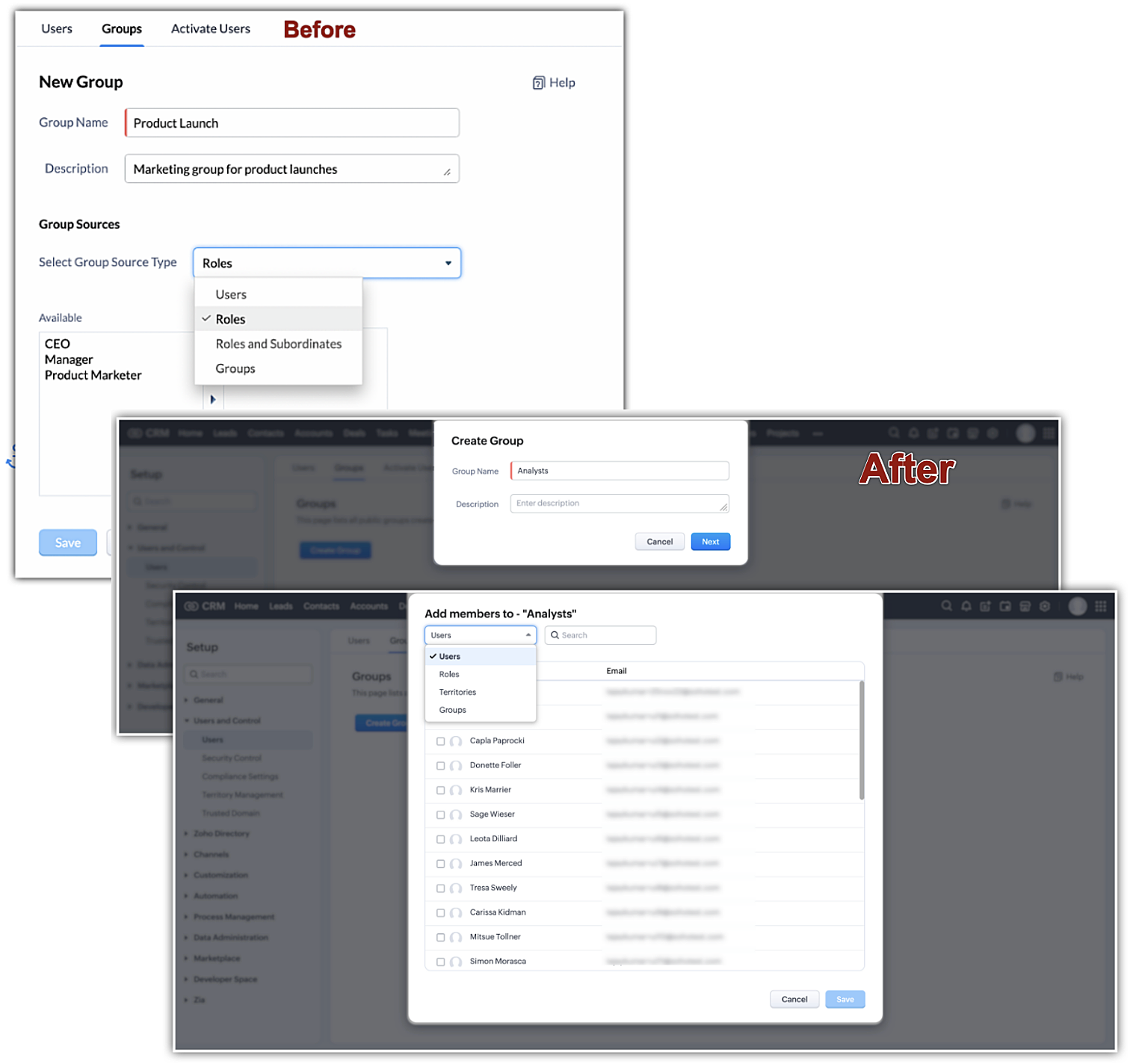 Revamped UI for Groups in CRM