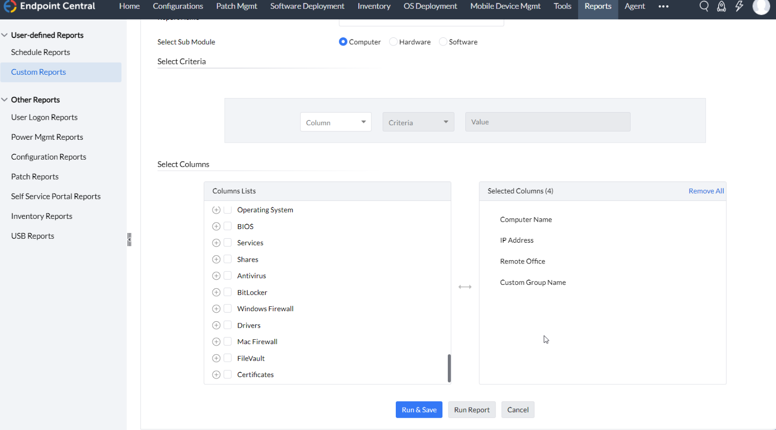 Query Report Computer in Custom Group