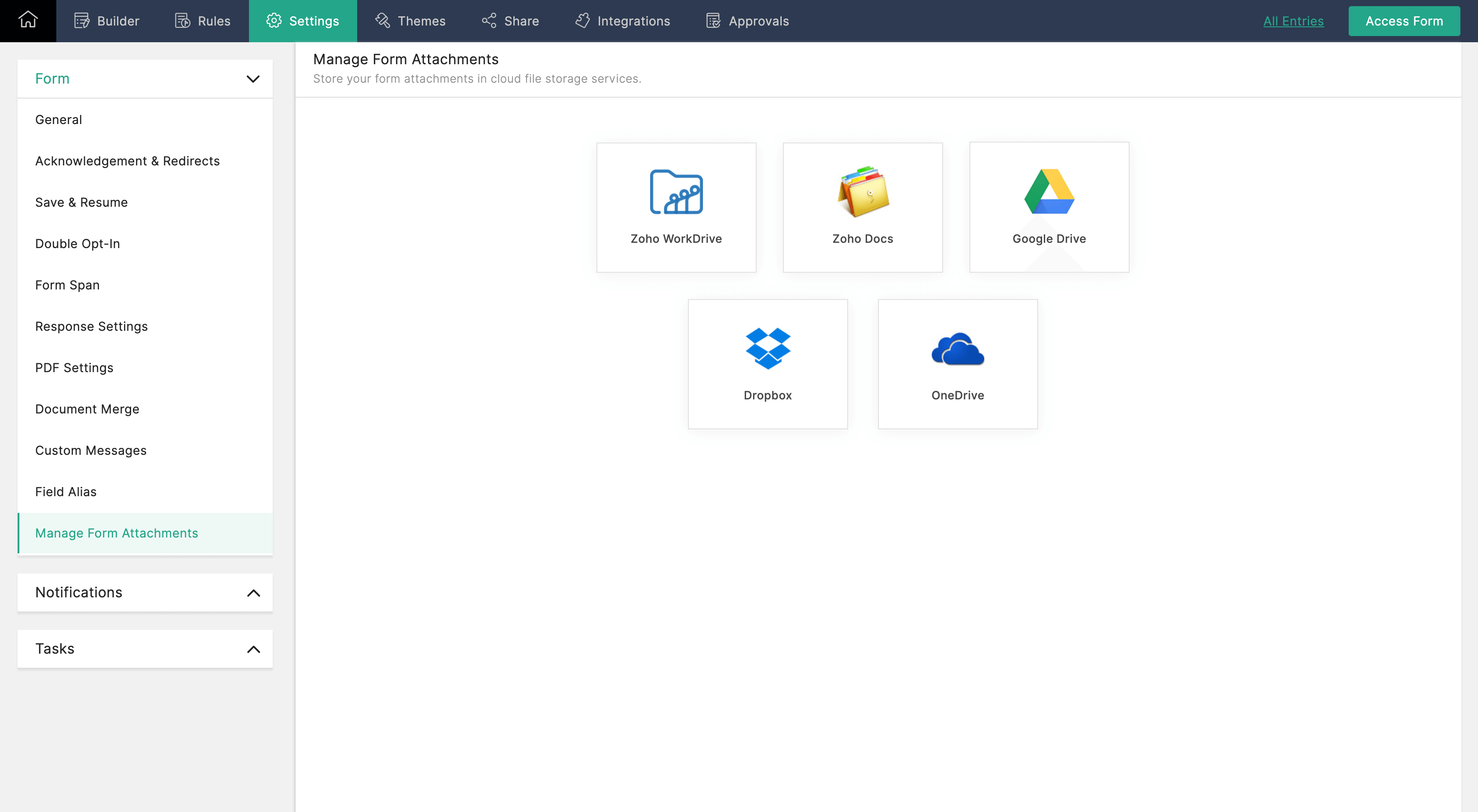 Manage form attachments