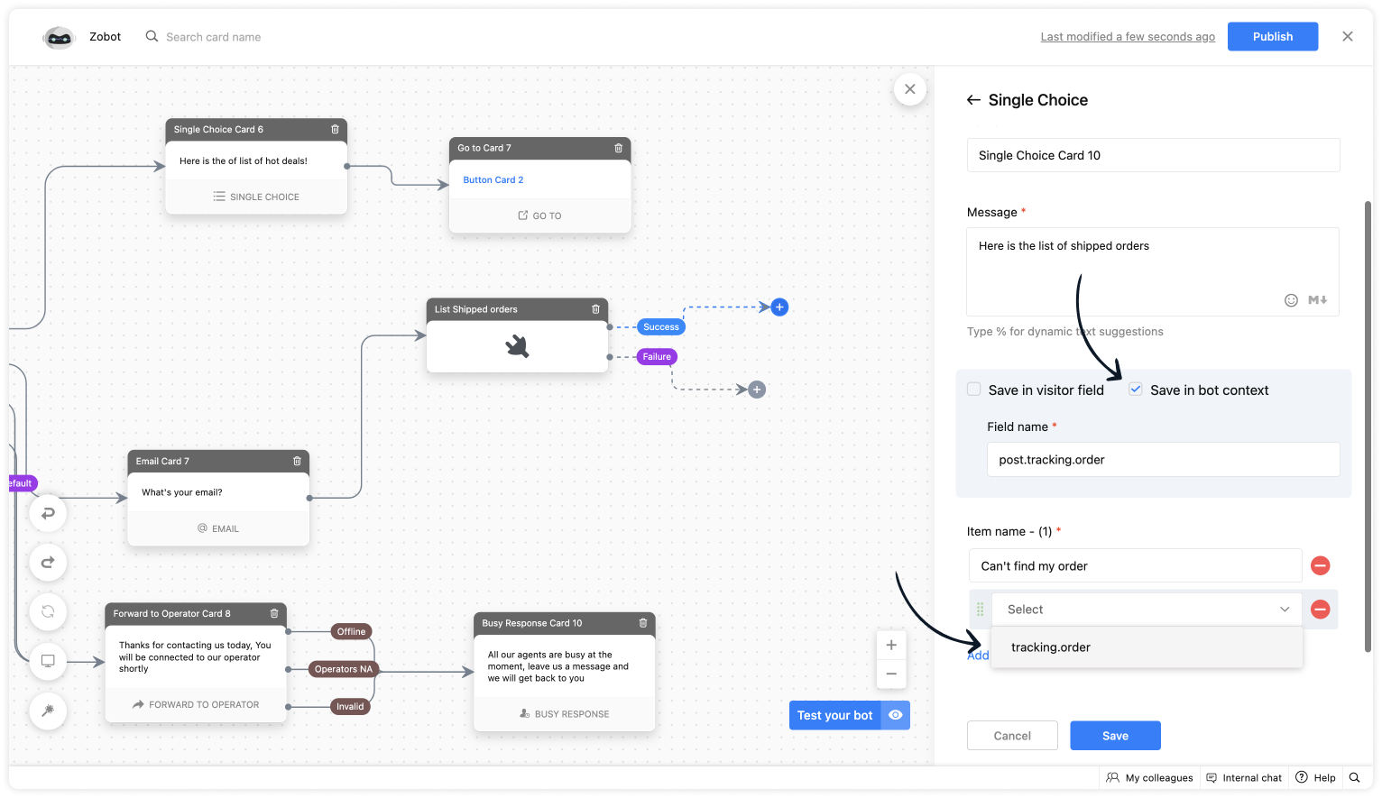 Plug Sample #8 - Track your ecommerce order real-time with Zobot - Zoho ...