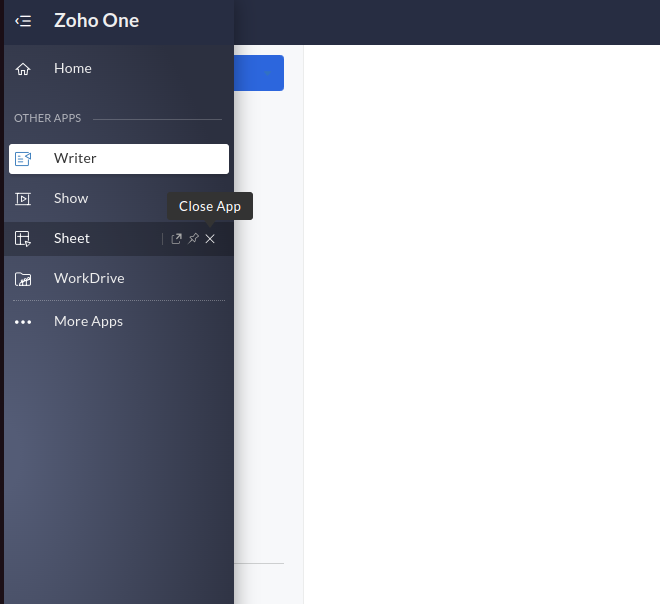 How to remove Zoho Show, Sheets and Writer from sidebar?