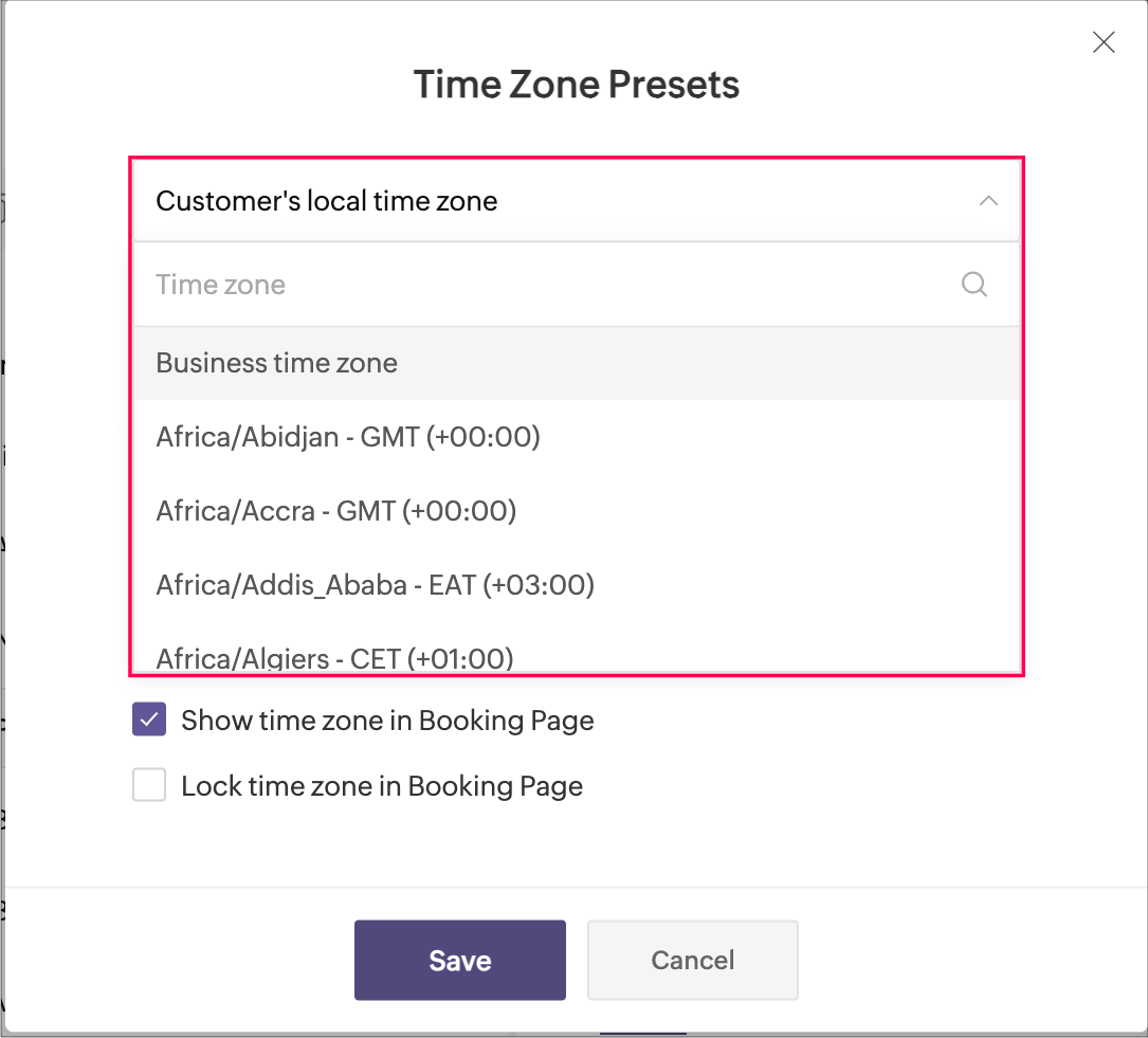 Tip #10: Various time zone settings on the bookings page