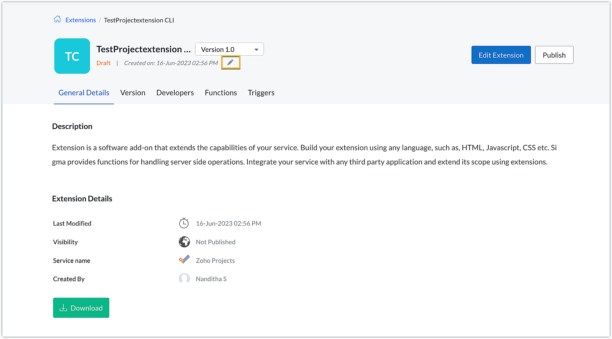 Project Extension Image Building extensions #2: Creating extensions for Zoho Projects using a CLI