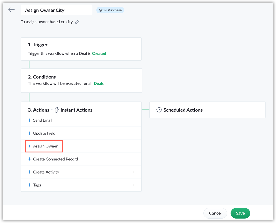 Workflow Owner Assign owner actions in workflows