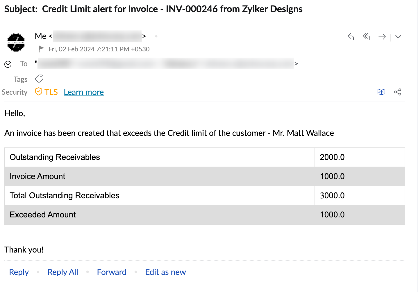 Function #40: Notify users when invoices exceed the credit limit