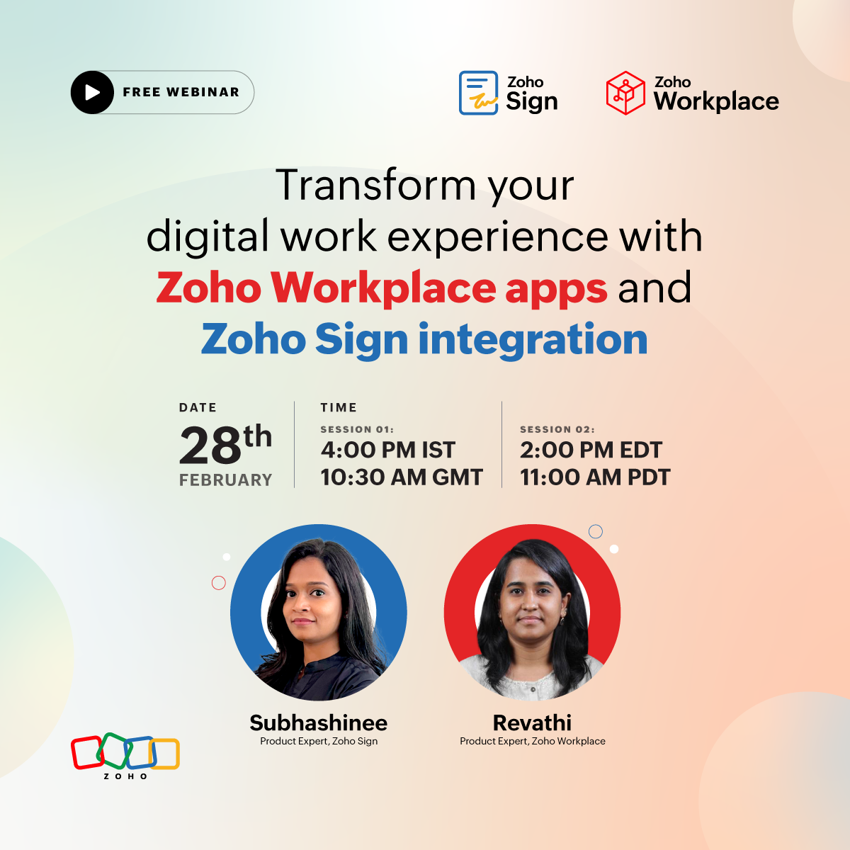 Zoho Sign Example Free Live Webinar! Transform your digital workspace with Zoho Workplace ...