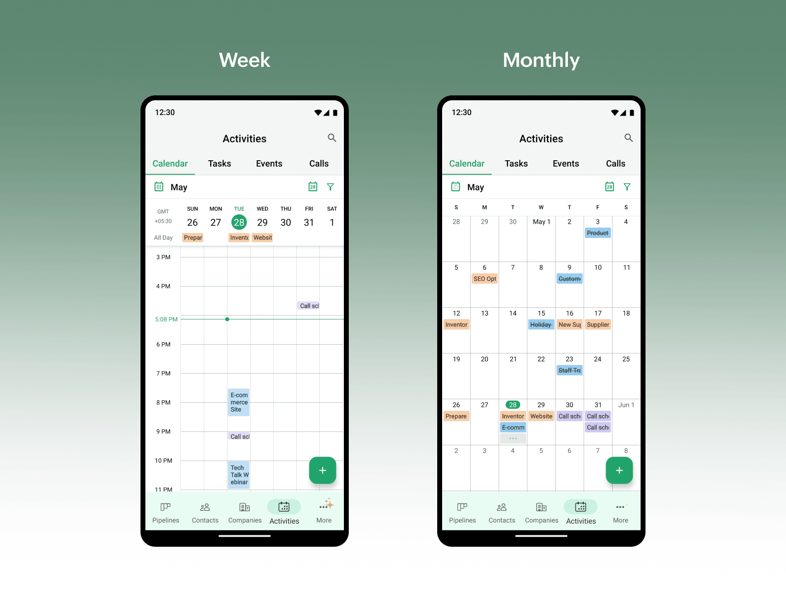 Device Calender WhatsApp messages and Calendar view for activities - Android & iOS - Bigin