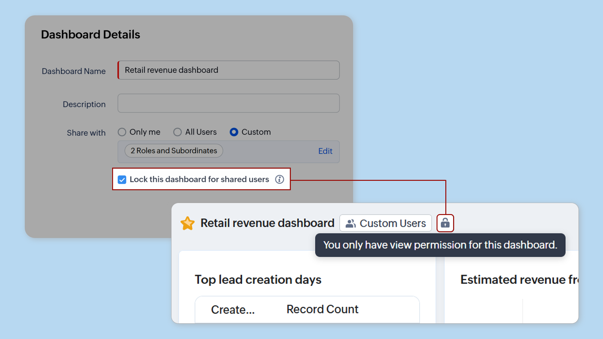CRM Dashboard upgrades: Dashboard Locking, Display large numbers in ...