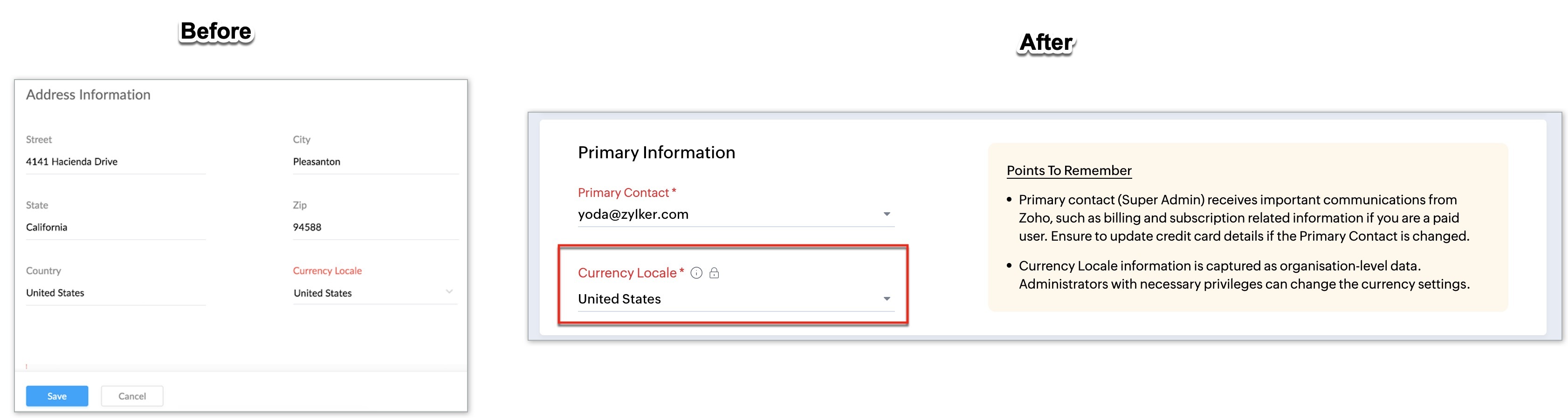 Restructured File Restructured the Company Information page into distinct sections