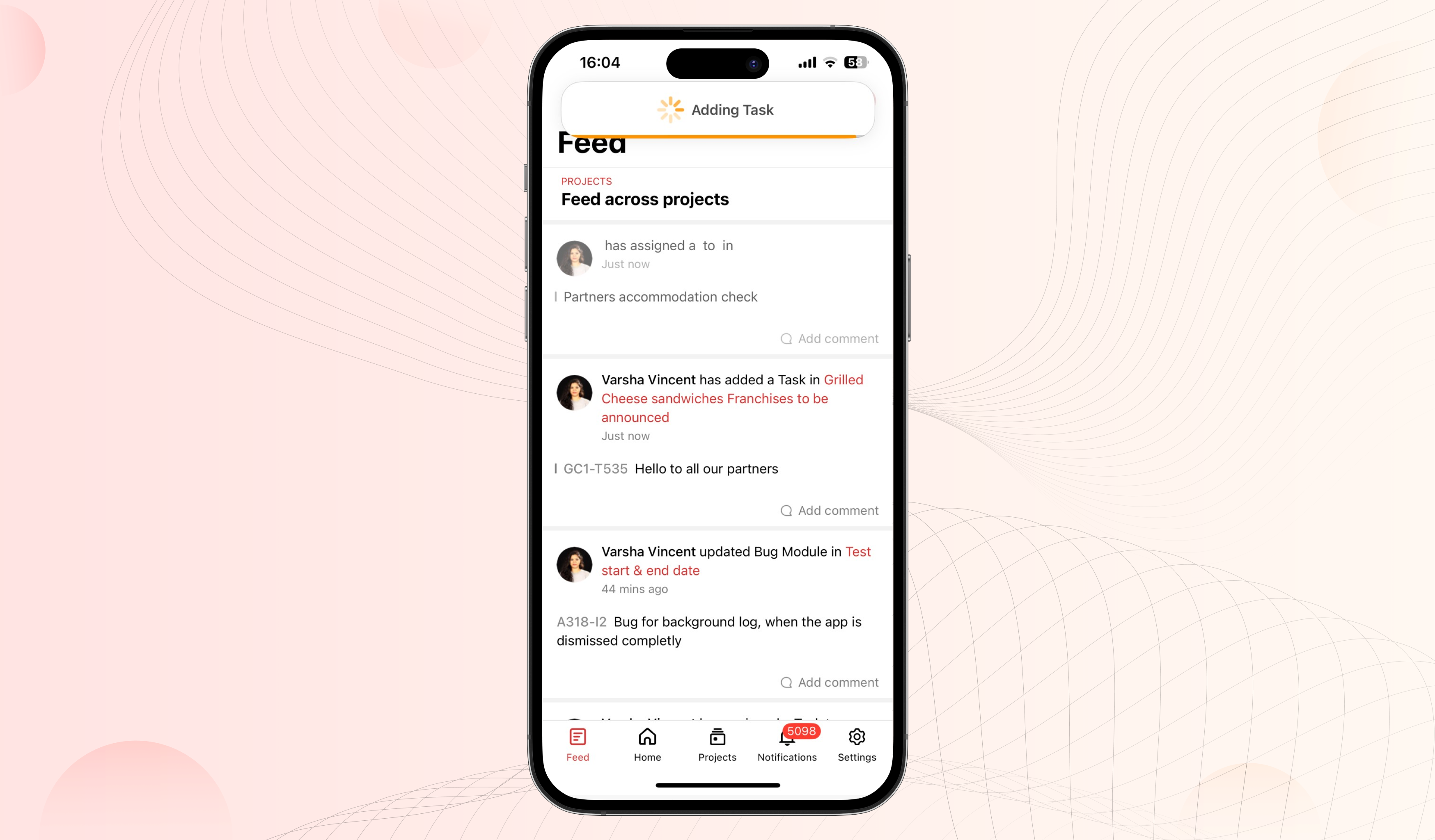 Toast Ios Screen Zoho Projects iOS app update: Revamp of toast message and an option to ...