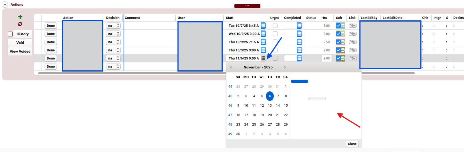 When I Click On The Start Date On The Action Date Grid On An Action when-i-click-on-the-start-date-on-the-action-date-grid-on-an-action