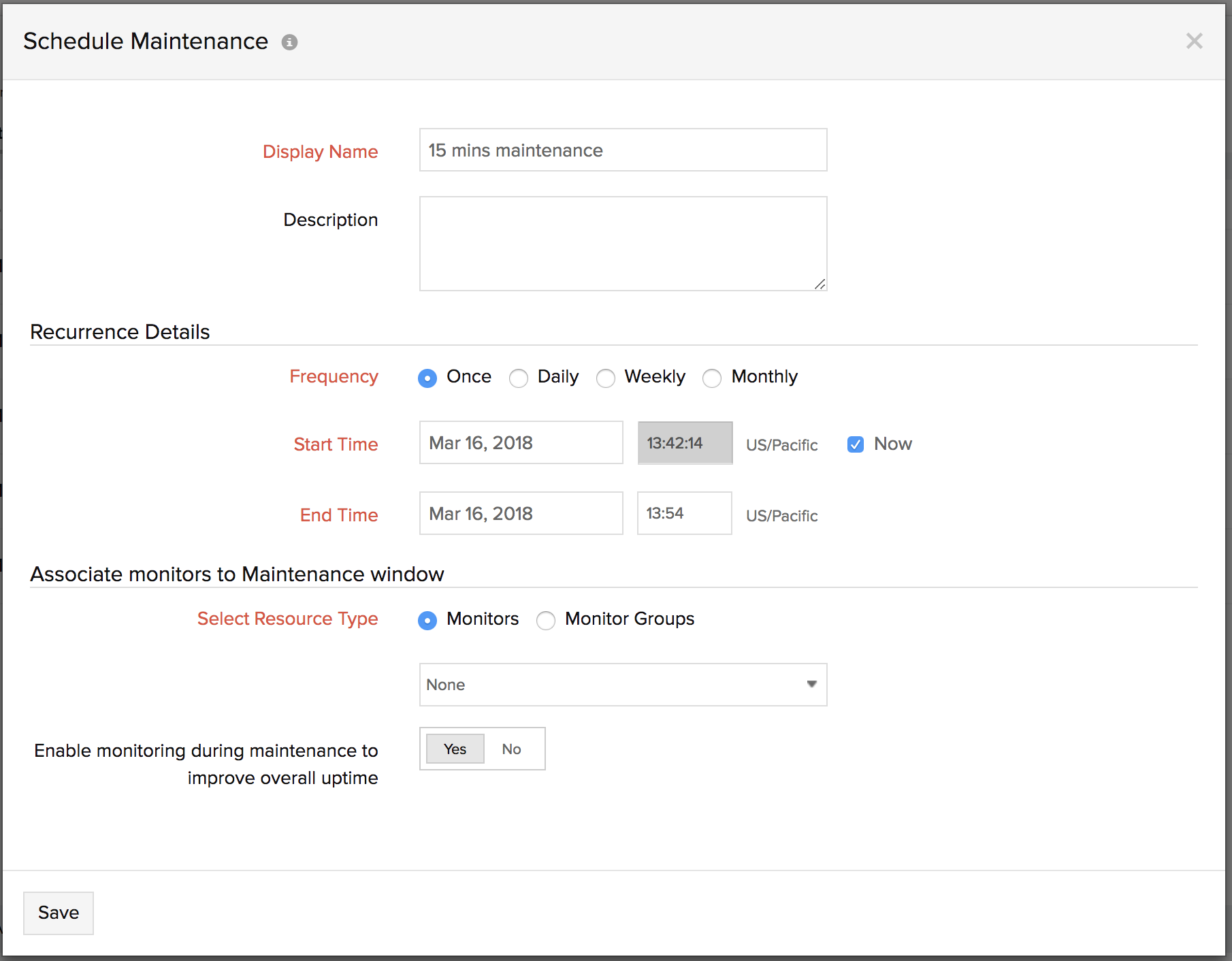 Example Schedule Maintenance