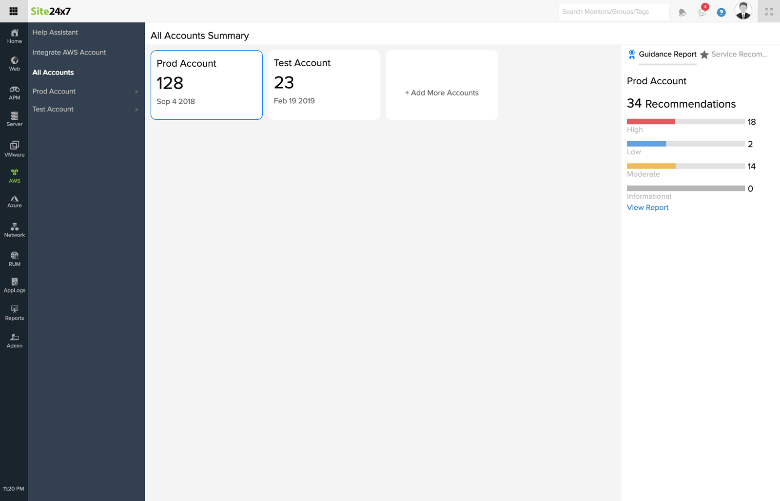 All accounts summary