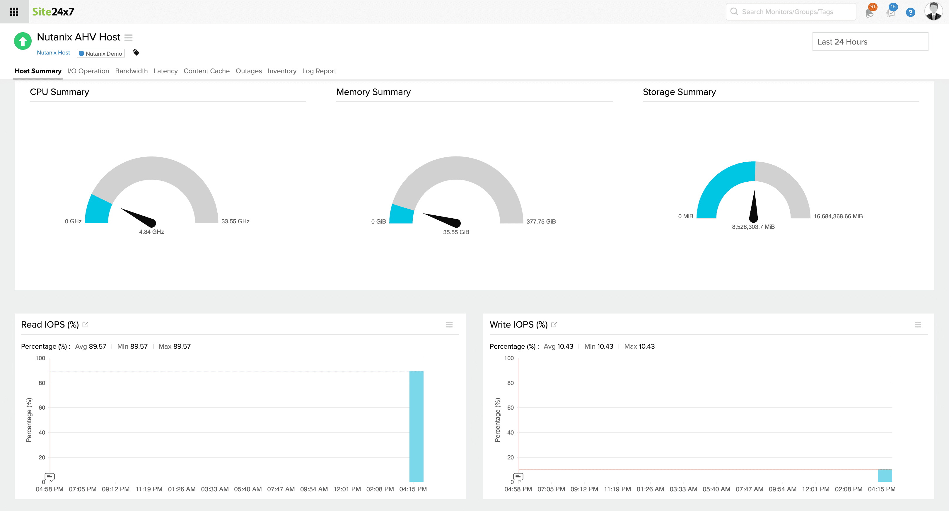 Nutanix host monitoring