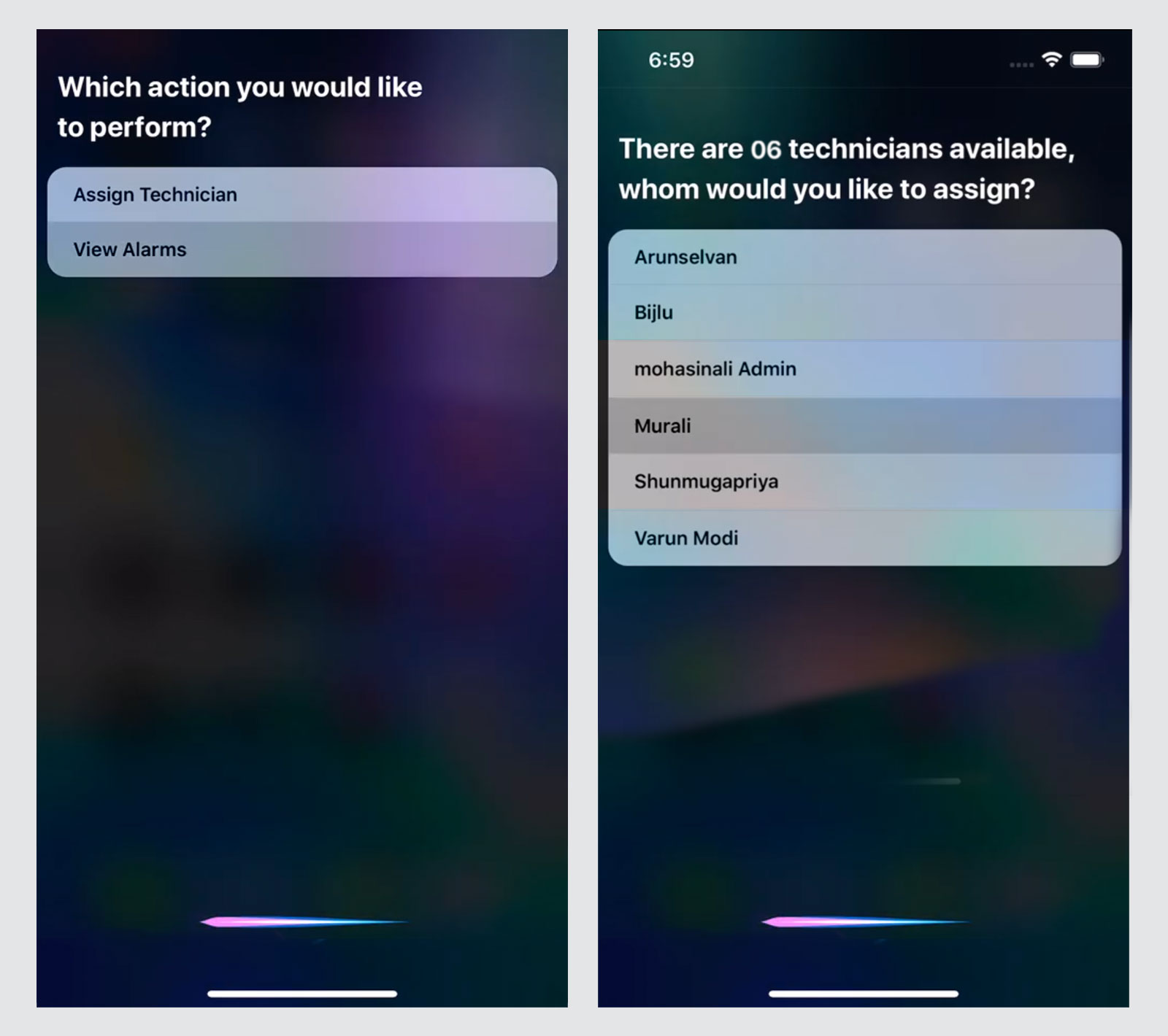 The UI screen to run Siri shortcut