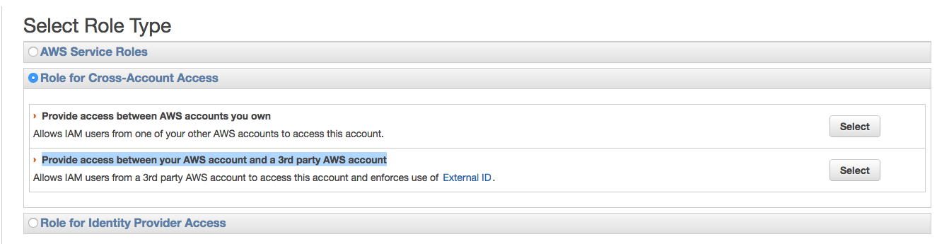 Select IAM role type