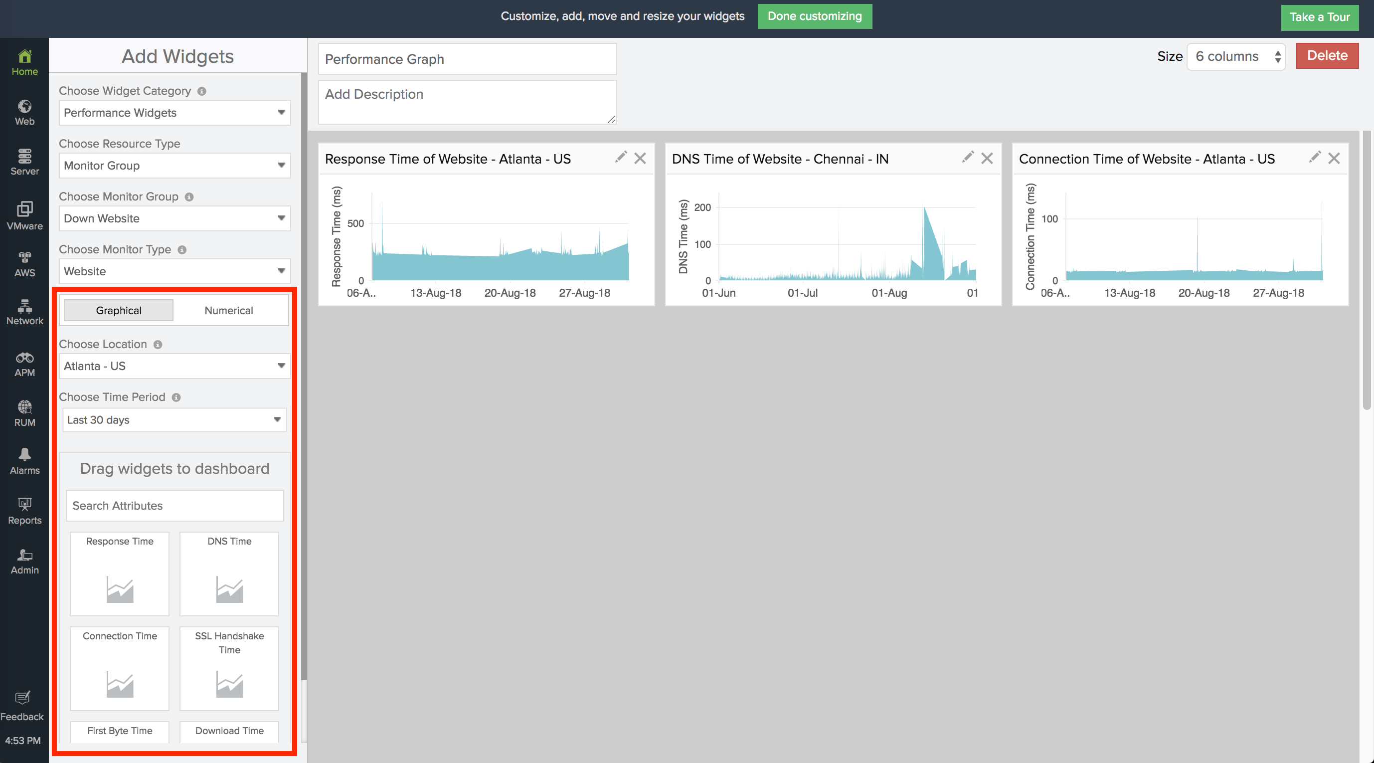 Performance Graph Custom Dashboard