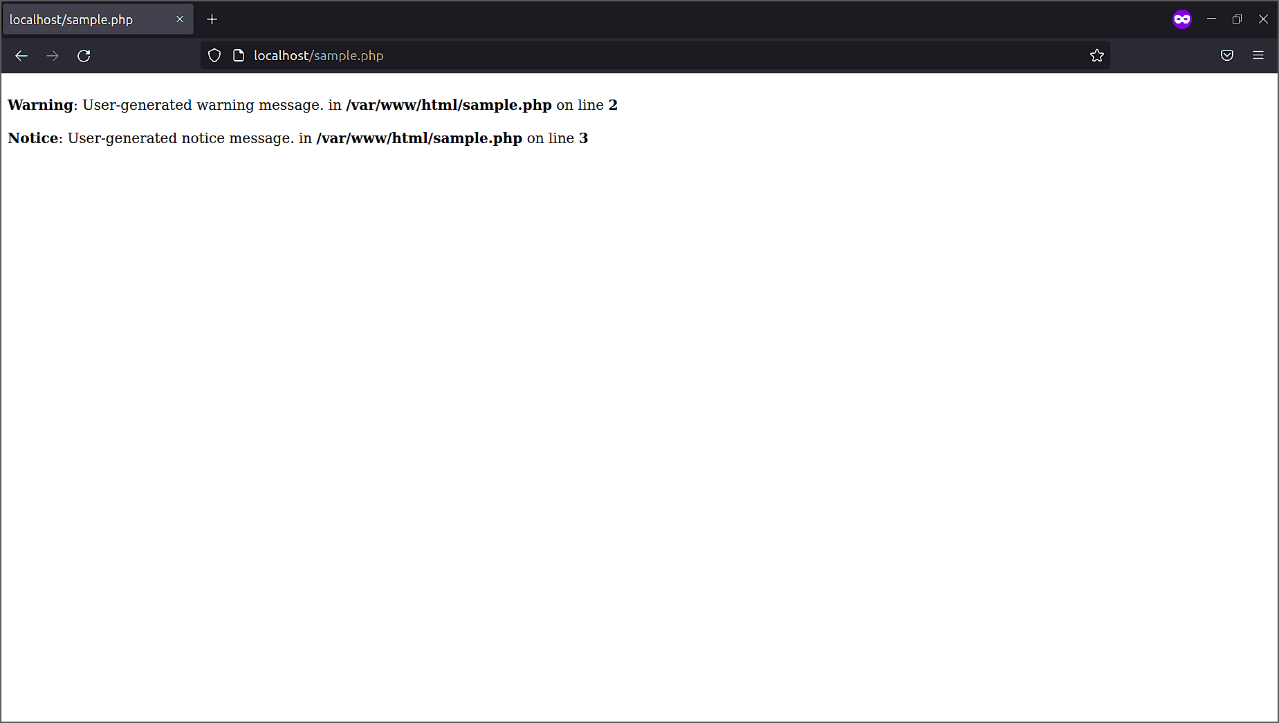 display_error output