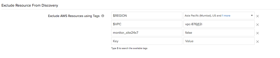 Exclude AWS resource discovery using tags