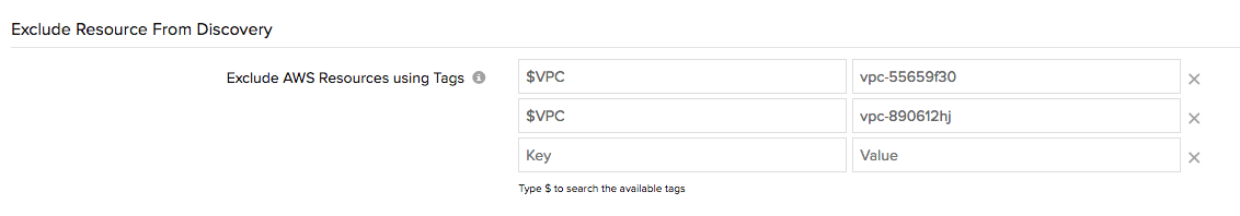 Exclude a subset of AWS resources using VPC id endpoints.