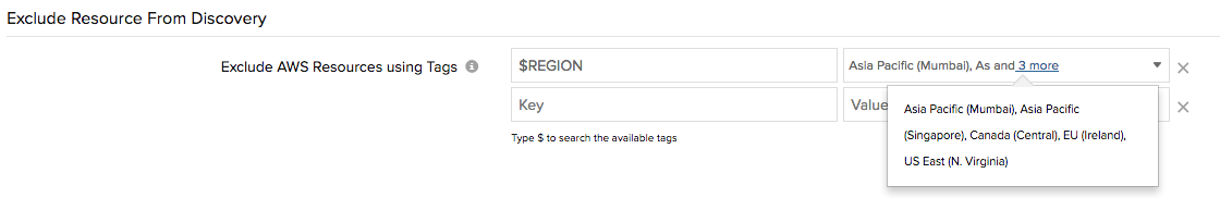 Filter AWS resources based on region end points.
