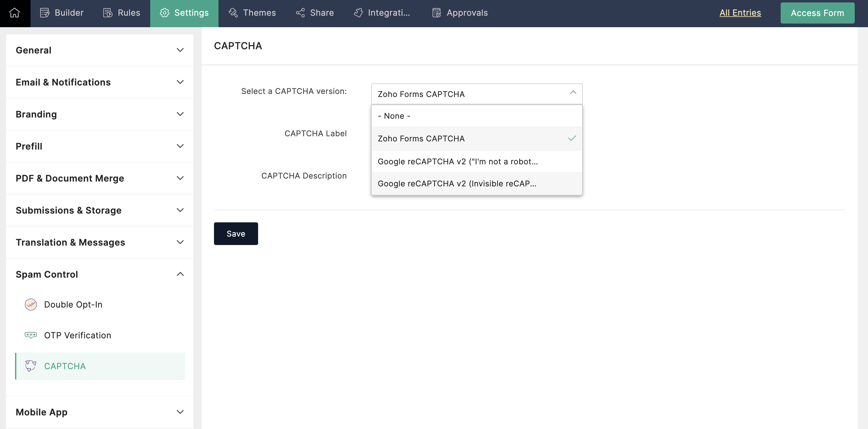 Configuring CAPTCHA