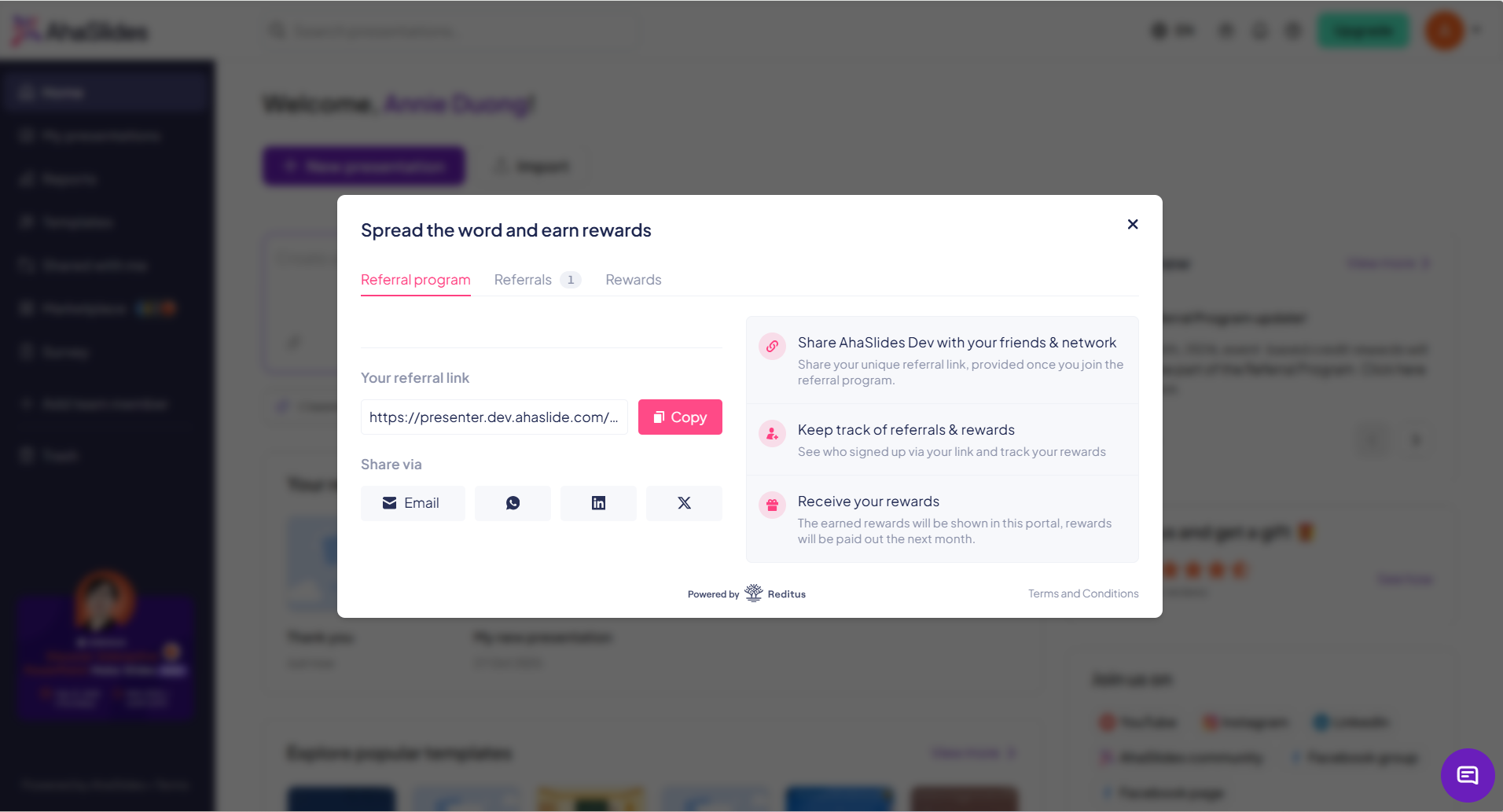 AhaSlides referral program
